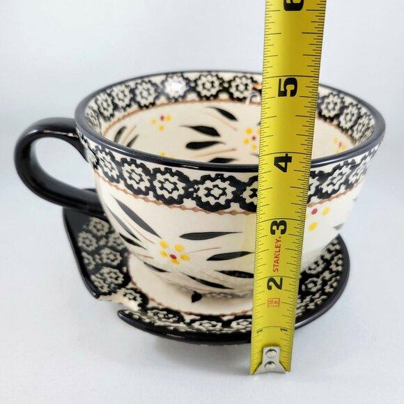 Latte Mug Temp-Tations By Tara Soup Bowl With Saucer Old World Black PPP-SQ-8923 - Picture 10 of 12